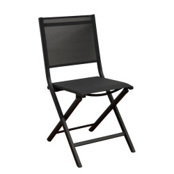 Lot de 2 Chaises de jardin pliantes Thema - graphite/chiné noir - Aluminium/Toile TPEP de marque PROLOISIRS, référence: J7900900