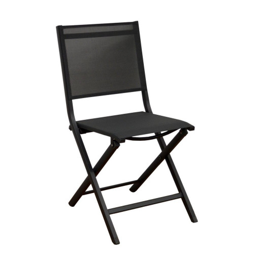 Lot de 2 Chaises de jardin pliantes Thema - graphite/chiné noir - Aluminium/Toile TPEP - PROLOISIRS