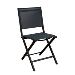 Lot de 2 Chaises de jardin pliantes Thema - graphite/chiné bleu - Alu/Toile TPEP de marque PROLOISIRS, référence: J7901200