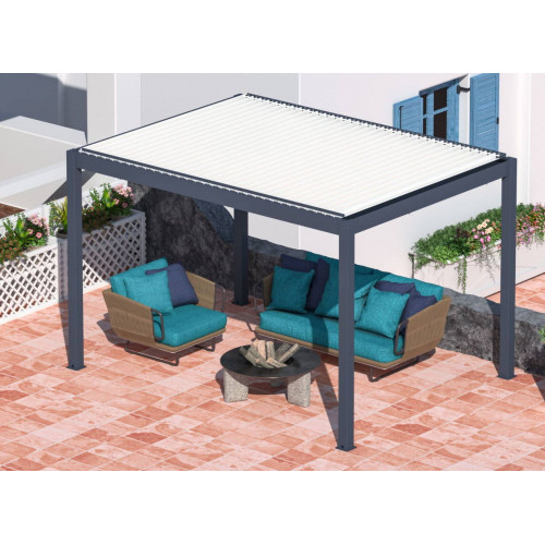 Pergola autoportée Bioclimatique Autonome Zéphir 3 x 4 m Solaire en Aluminium - grey - PROLOISIRS