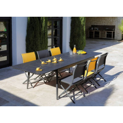 Lot de 2 Chaises de jardin pliantes Elégance - graphite - toile TPEP Soft Touch - PROLOISIRS