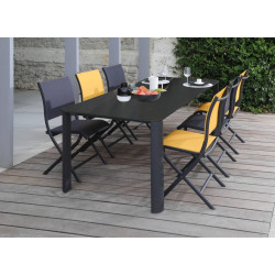 Lot de 2 Chaises de jardin pliantes Elégance - graphite - toile TPEP Soft Touch - PROLOISIRS