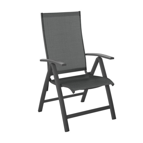 Lot de 2 Fauteuils Multi-positions pliants Elegance - graphite/noir mat - Alu/Toile TPEP - PROLOISIRS