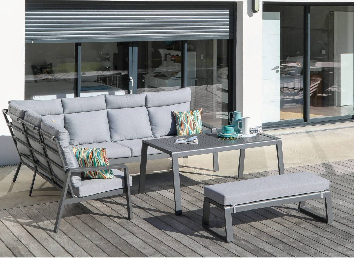 PROLOISIRS Table de jardin lounge mi-haute Le Marseille - Plateau à...