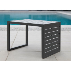 Lot de 2 Tables basses de jardin Lou Side en Aluminium - Plateau à latte - graphite - PROLOISIRS