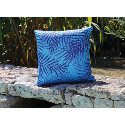 Lot de 2 Coussins décor Pop  fougères bleues pour dossier - déhoussables - PROLOISIRS