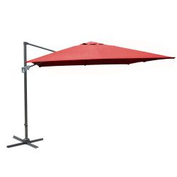 Parasol déporté NH 3 x 4 m en Aluminium - Toile inclinable - rouge - PROLOISIRS