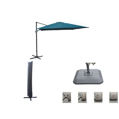 Set d'ombrage complet (1 parasol déporté NH 3x3 + 1 housse + 1 lestage) - bleu - PROLOISIRS