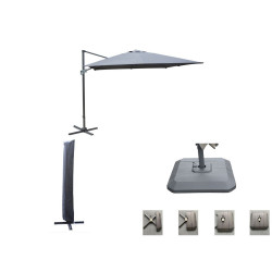 Set d'ombrage complet (1 parasol déporté NH 3x3 + 1 housse + 1 lestage) - grey de marque PROLOISIRS, référence: J7909900