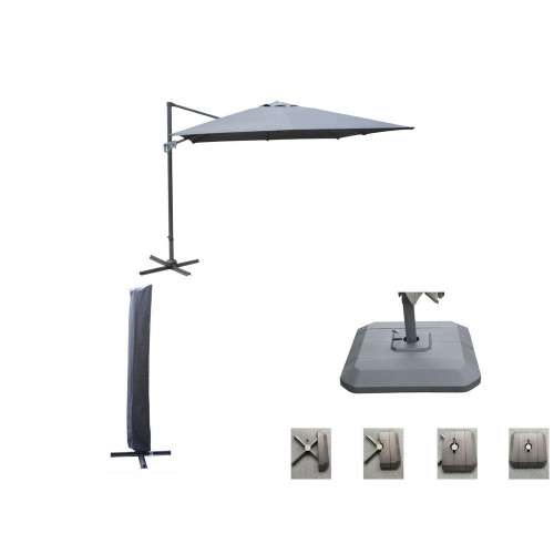 Set d'ombrage complet (1 parasol déporté NH 3x3 + 1 housse + 1 lestage) - grey - PROLOISIRS