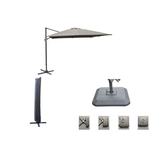 Set d'ombrage complet (1 parasol déporté NH 3x3 + 1 housse + 1 lestage) - taupe - PROLOISIRS