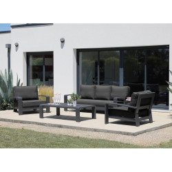 Lot de 2 Fauteuils Cordouan Sofa  graphite avec coussin Sunbrella - Aluminium - PROLOISIRS