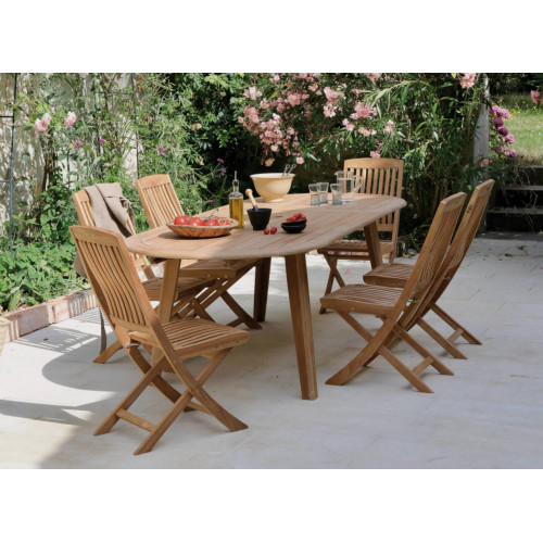 Lot de 2 Chaises de jardin pliante Rias en teck - PROLOISIRS