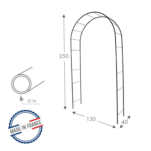 Arche "Basics" tube rond 16 mm noir 130x40x250 cm - Acier époxy - Louis Moulin