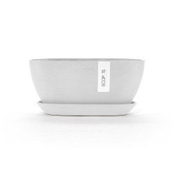 Pot Ovale Sofia 30 Blanc Pur + réservoir d'eau - 30 x 13 x H. 13,5 cm - 2,7 L - ECOPOTS