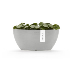 Pot Ovale Sofia 30 Blanc Gris + réservoir d'eau - 30 x 13 x H. 13,5 cm - 2,7 L - ECOPOTS