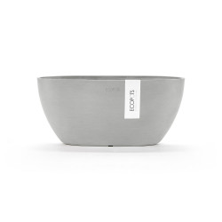 Pot Ovale Sofia 30 Blanc Gris + réservoir d'eau - 30 x 13 x H. 13,5 cm - 2,7 L - ECOPOTS