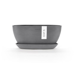 Pot Ovale Sofia 30 Gris + réservoir d'eau - 30 x 13 x H. 13,5 cm - 2,7 L - ECOPOTS