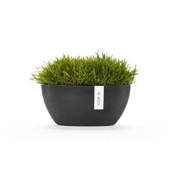 Pot Ovale Sofia 30 Gris Foncé + réservoir d'eau - 30 x 13 x H. 13,5 cm - 2,7 L - ECOPOTS