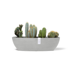 Pot Ovale Sofia Long 56 Blanc Gris + réservoir d'eau - 56 x 14 x H. 16 cm - 7 L de marque ECOPOTS, référence: J7921200