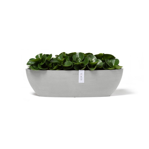 Pot Ovale Sofia Long 56 Blanc Gris + réservoir d'eau - 56 x 14 x H. 16 cm - 7 L - ECOPOTS