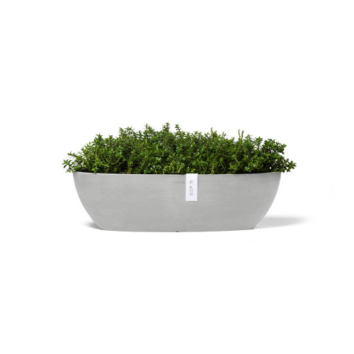 Pot Ovale Sofia Long 56 Blanc Gris + réservoir d'eau - 56 x 14 x H. 16 cm - 7 L - ECOPOTS