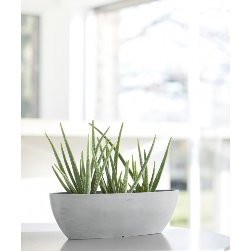 Pot Ovale Sofia Long 56 Blanc Gris + réservoir d'eau - 56 x 14 x H. 16 cm - 7 L - ECOPOTS