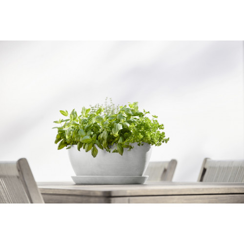 Pot Ovale Sofia Long 56 Blanc Gris + réservoir d'eau - 56 x 14 x H. 16 cm - 7 L - ECOPOTS