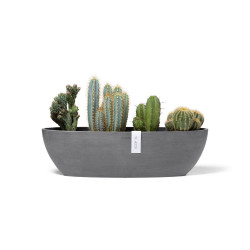 Pot Ovale Sofia Long 56 Gris + réservoir d'eau - 56 x 14 x H. 16 cm - 7 L