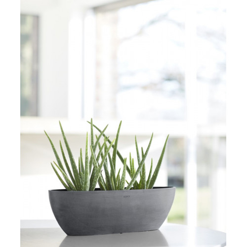 Pot Ovale Sofia Long 56 Gris + réservoir d'eau - 56 x 14 x H. 16 cm - 7 L - ECOPOTS