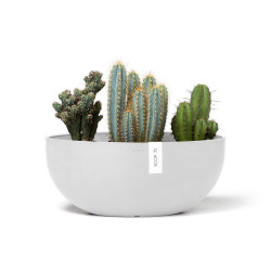 Pot Ovale Sofia Big 43 Blanc Pur + réservoir d'eau - 43 x 25 x H. 17,5 cm - 8,2 L - ECOPOTS