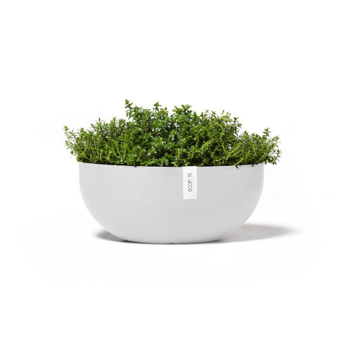 Pot Ovale Sofia Big 43 Blanc Pur + réservoir d'eau - 43 x 25 x H. 17,5 cm - 8,2 L - ECOPOTS