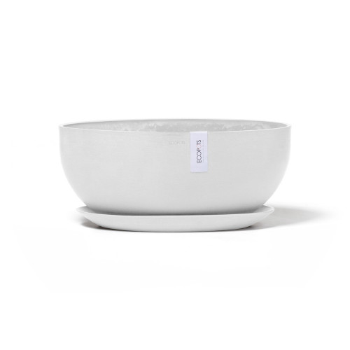 Pot Ovale Sofia Big 43 Blanc Pur + réservoir d'eau - 43 x 25 x H. 17,5 cm - 8,2 L - ECOPOTS