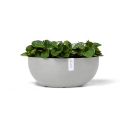 Pot Ovale Sofia Big 43 Blanc Gris + réservoir d'eau - 43 x 25 x H. 17,5 cm - 8,2 L de marque ECOPOTS, référence: J7921700