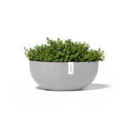 Pot Ovale Sofia Big 43 Blanc Gris + réservoir d'eau - 43 x 25 x H. 17,5 cm - 8,2 L - ECOPOTS