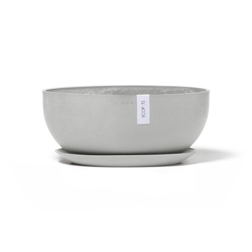 Pot Ovale Sofia Big 43 Blanc Gris + réservoir d'eau - 43 x 25 x H. 17,5 cm - 8,2 L - ECOPOTS