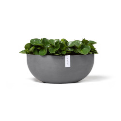 Pot Ovale Sofia Big 43 Gris + réservoir d'eau - 43 x 25 x H. 17,5 cm - 8,2 L