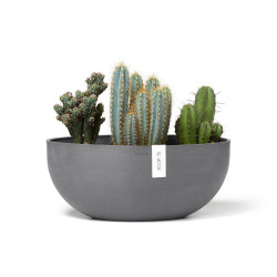 Pot Ovale Sofia Big 43 Gris + réservoir d'eau - 43 x 25 x H. 17,5 cm - 8,2 L - ECOPOTS