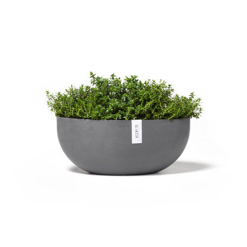 Pot Ovale Sofia Big 43 Gris + réservoir d'eau - 43 x 25 x H. 17,5 cm - 8,2 L - ECOPOTS