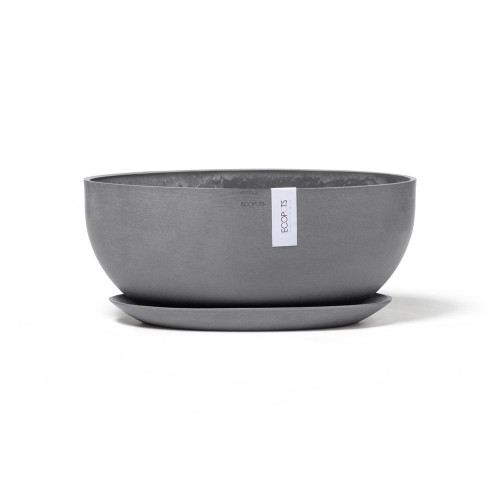 Pot Ovale Sofia Big 43 Gris + réservoir d'eau - 43 x 25 x H. 17,5 cm - 8,2 L - ECOPOTS