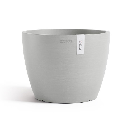 Pot Rond Stockholm 24 Blanc Gris - Ø 23,2 x H. 17,6 cm - 5,4 L - ECOPOTS