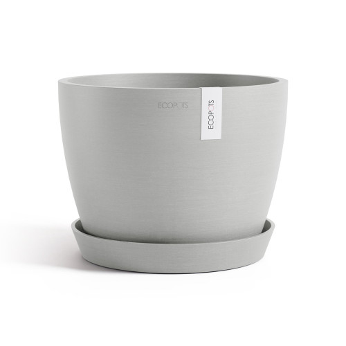 Pot Rond Stockholm 24 Blanc Gris - Ø 23,2 x H. 17,6 cm - 5,4 L - ECOPOTS