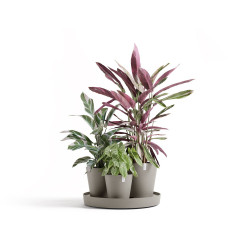 Ensemble de 3 pots Dubai Taupe - Ø 57 x H. 30 cm - support à roulettes de marque ECOPOTS, référence: J7924400