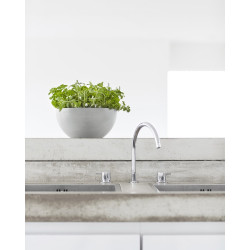 Pot Rond Brussels 25 Blanc Gris - Ø 25 x H. 12 cm - 3,6 L - ECOPOTS