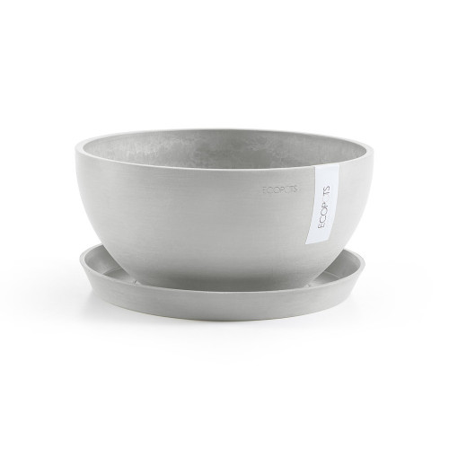 Pot Rond Brussels 35 Blanc Gris - Ø 35 x H. 16,5 cm - 11,5 L - ECOPOTS