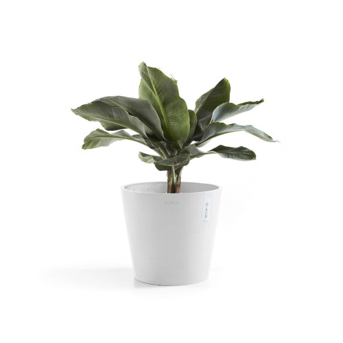 Pot Rond Amsterdam 40 Blanc Pur + réservoir d'eau - Ø 40 x H. 35 cm - 28 L - ECOPOTS