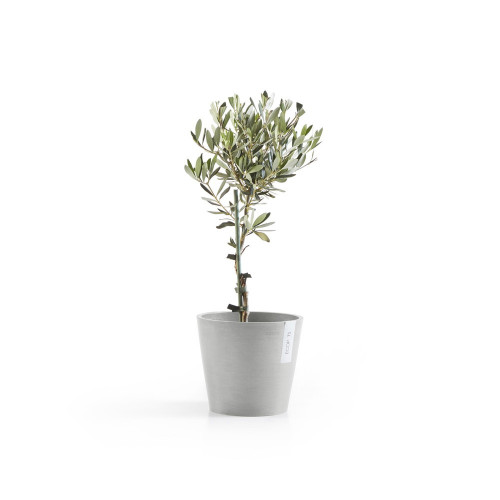 Pot Rond Amsterdam 20 Blanc Gris + réservoir d'eau - Ø 20 x H. 17,5 cm - 4 L - ECOPOTS