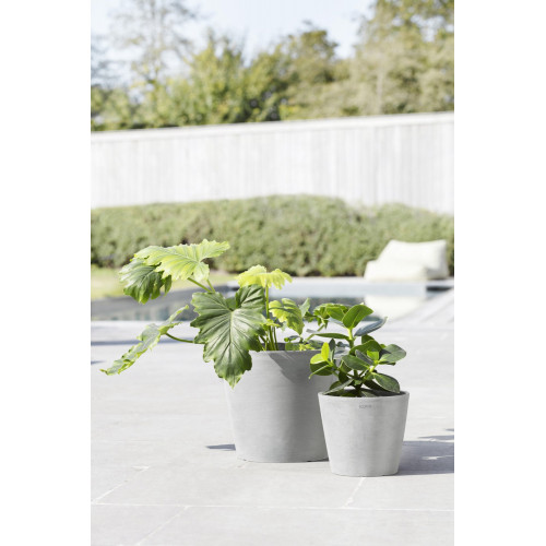 Pot Rond Amsterdam 20 Blanc Gris + réservoir d'eau - Ø 20 x H. 17,5 cm - 4 L - ECOPOTS