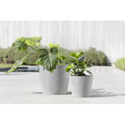 Pot Rond Amsterdam 20 Blanc Gris + réservoir d'eau - Ø 20 x H. 17,5 cm - 4 L - ECOPOTS