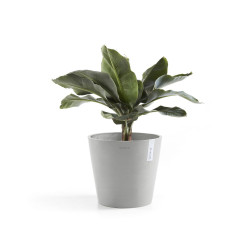 Pot Rond Amsterdam 30 Blanc Gris + réservoir d'eau - Ø 30 x H. 26,3 cm - 12,8 L - ECOPOTS